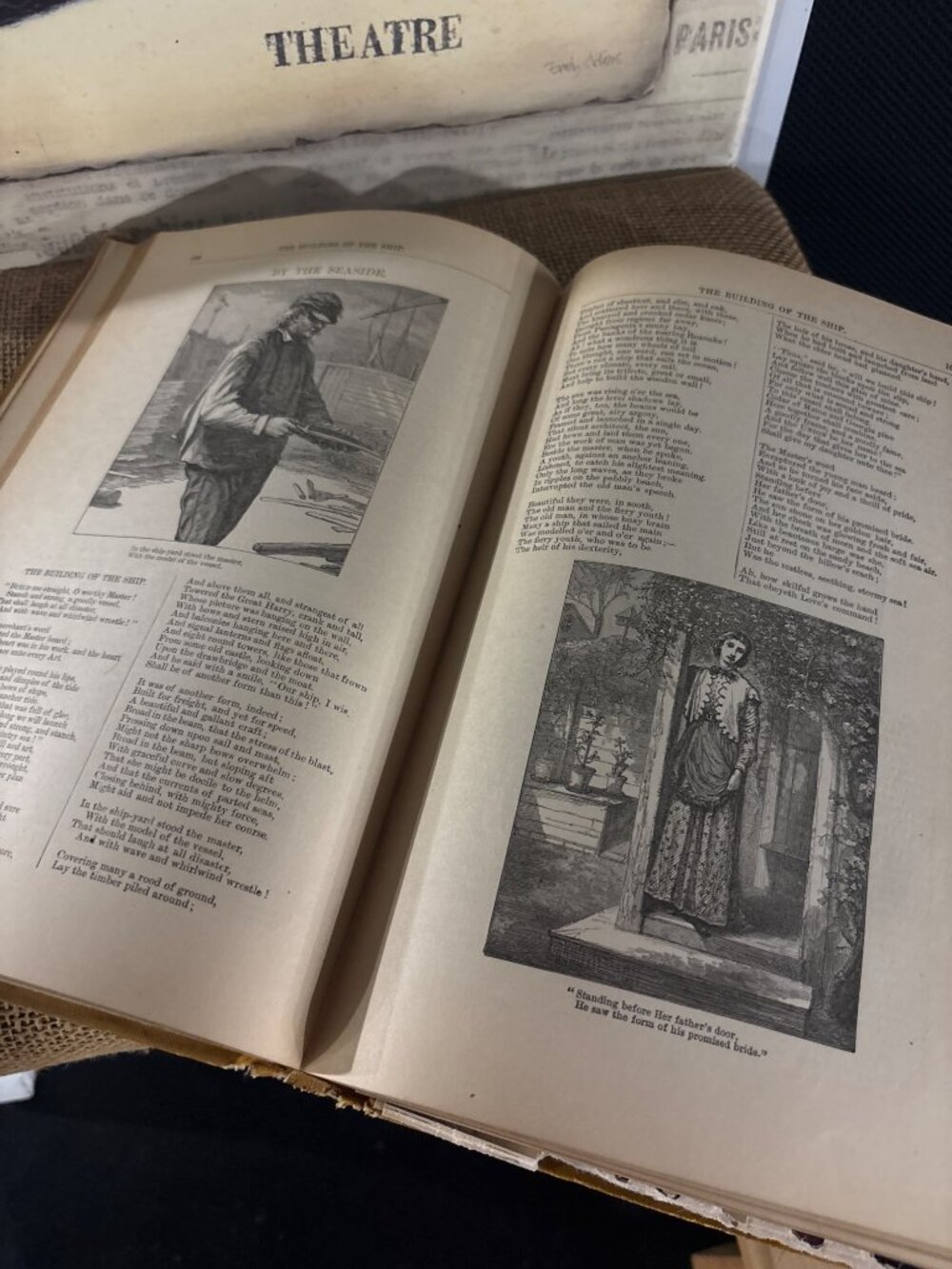 Antique 1885 Longfellow Illustrated Poetical Works Hardcover Book with Souvenir - Picture 10 of 16